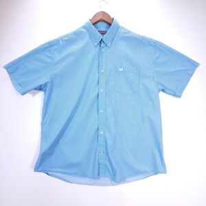 Southern Marsh Shirt Mens XL Blue White Geometric Short Sleeve Button Down Prep
